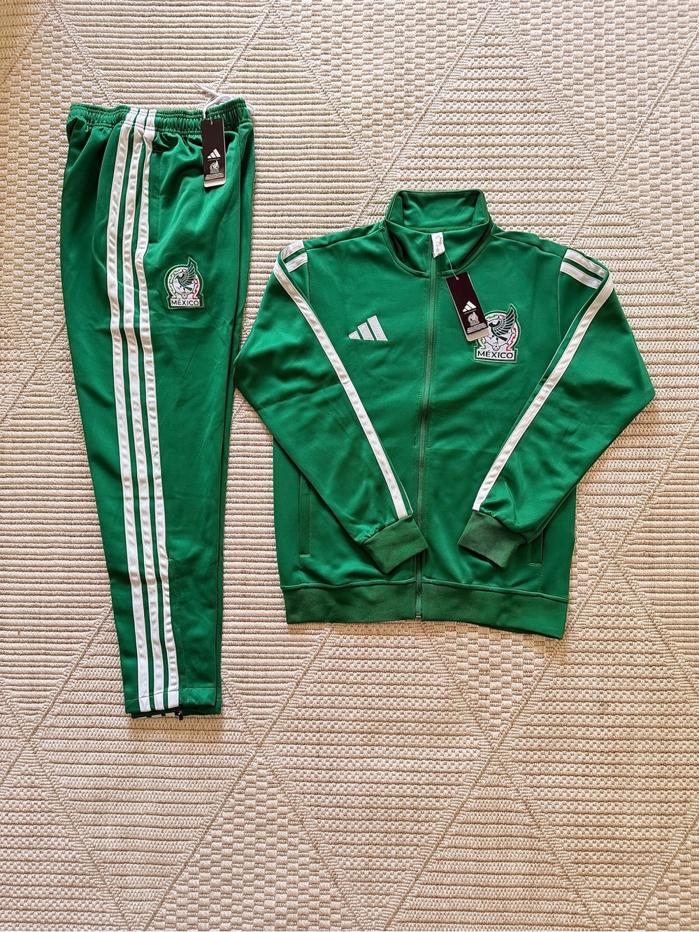 adidas Green Mexico Track Jacket and Pants Set with White Stripes